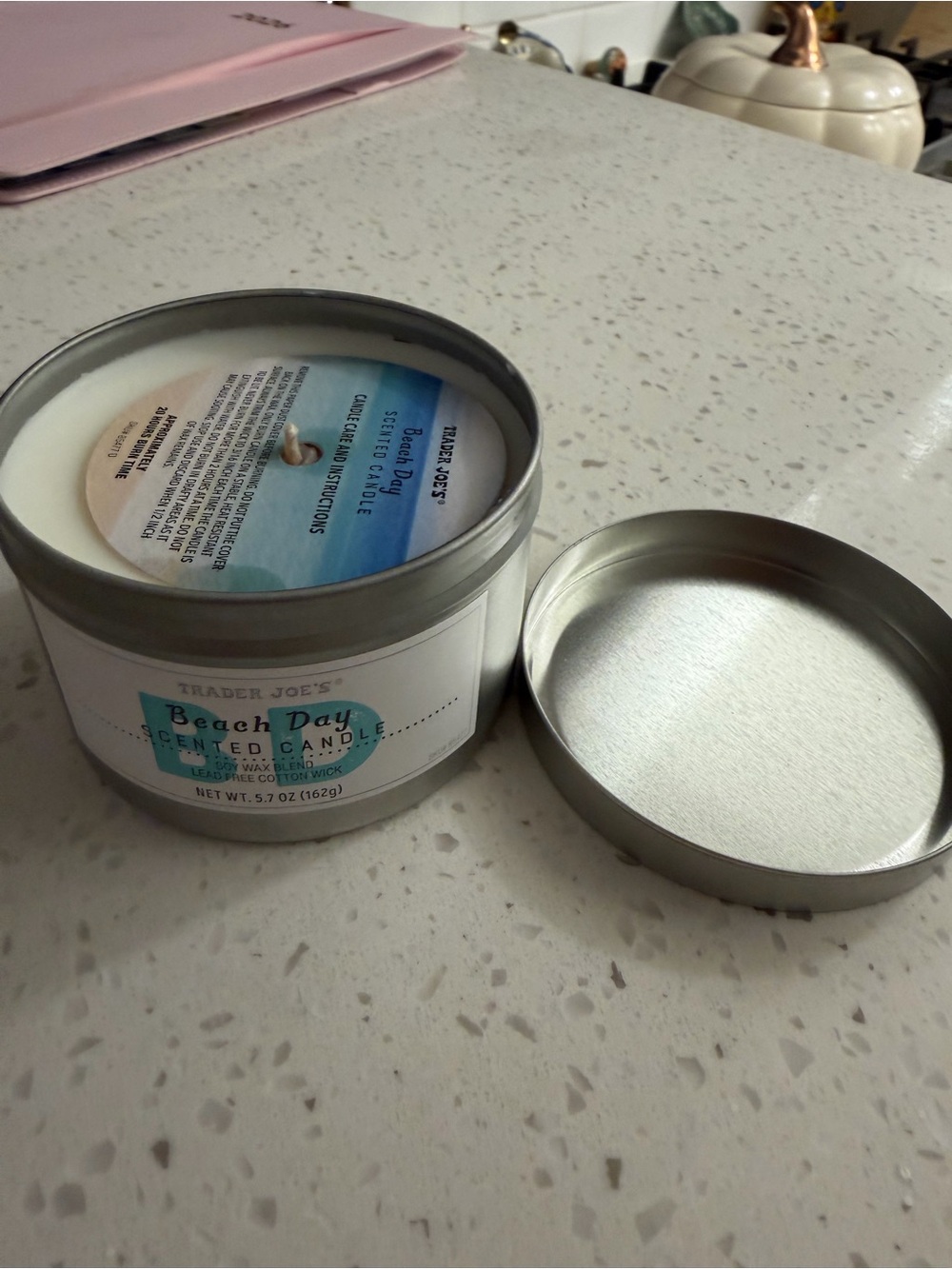Trader Joe's Beach Day Scented Candle - White Tin